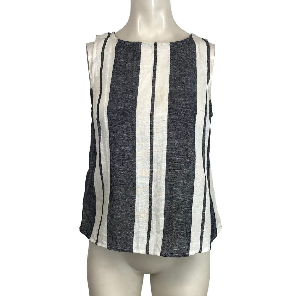 MAEVE - WOMEN'S 2 -BLUE & WHITE STRIPE SLEEVELESS COTTON BLEND TOP